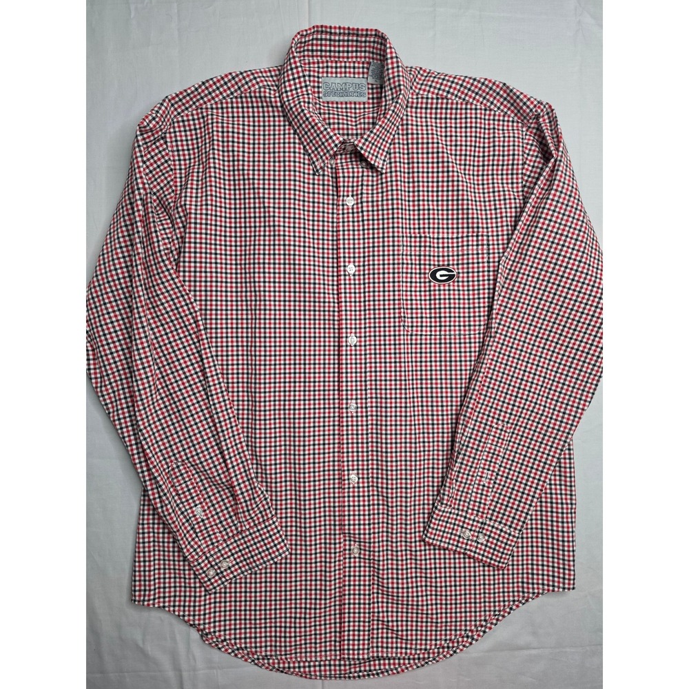 Campus Specialties Georgia Bulldogs Shirt Men's XL Red Check Cotton Button-Down
